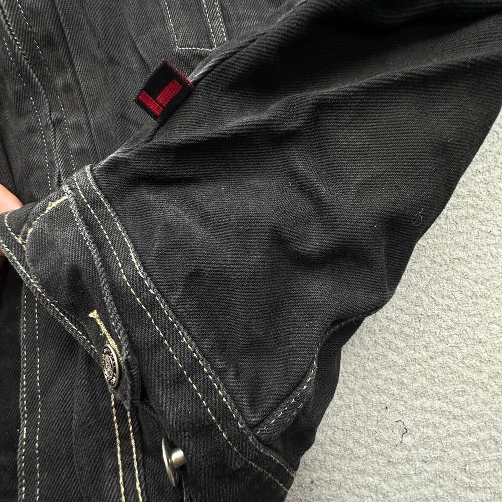 Vintage 90s FUBU Denim Jean Trucker Jacket Mens 4XL Black Button Pockets - Picture 10 of 14